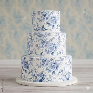 Vintage French Floral Toile edible image wrap, Premium Quality Sheet