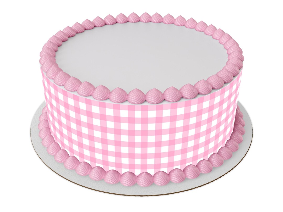 Pink Gingham Edible Image Wrap, Pink Checkers Image, Premium Quality ...