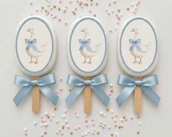 Silly goose edible image in light blue, Light blue Baby Goose edible Images, Silly goose Edible Prints : 2x1.5” Precut for Cakesicles