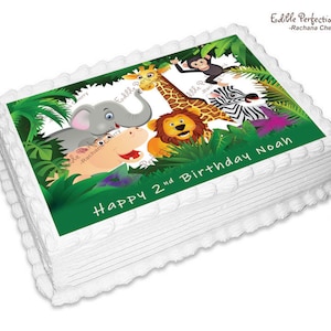 Safari Cartoon Animals Edible Image for Sheet Cake