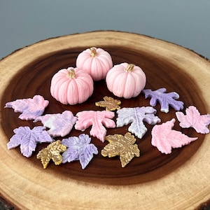 Pink and Gold Fondant Pumpkins Cake Toppers, Pink Pumpkin Cake