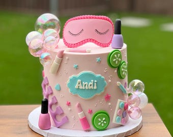 Fondant Spa Cake Toppers: Edible Birthday Cake Decoration
