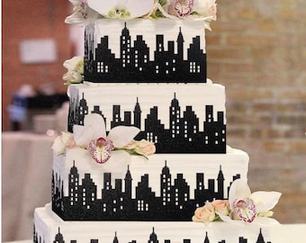 Skyscraper Buildings Edible Image Cake Wrap Strip Precut
