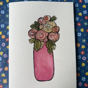 Cartão de aquarela pintado à mão, cartão de flores em aquarela, aquarelas