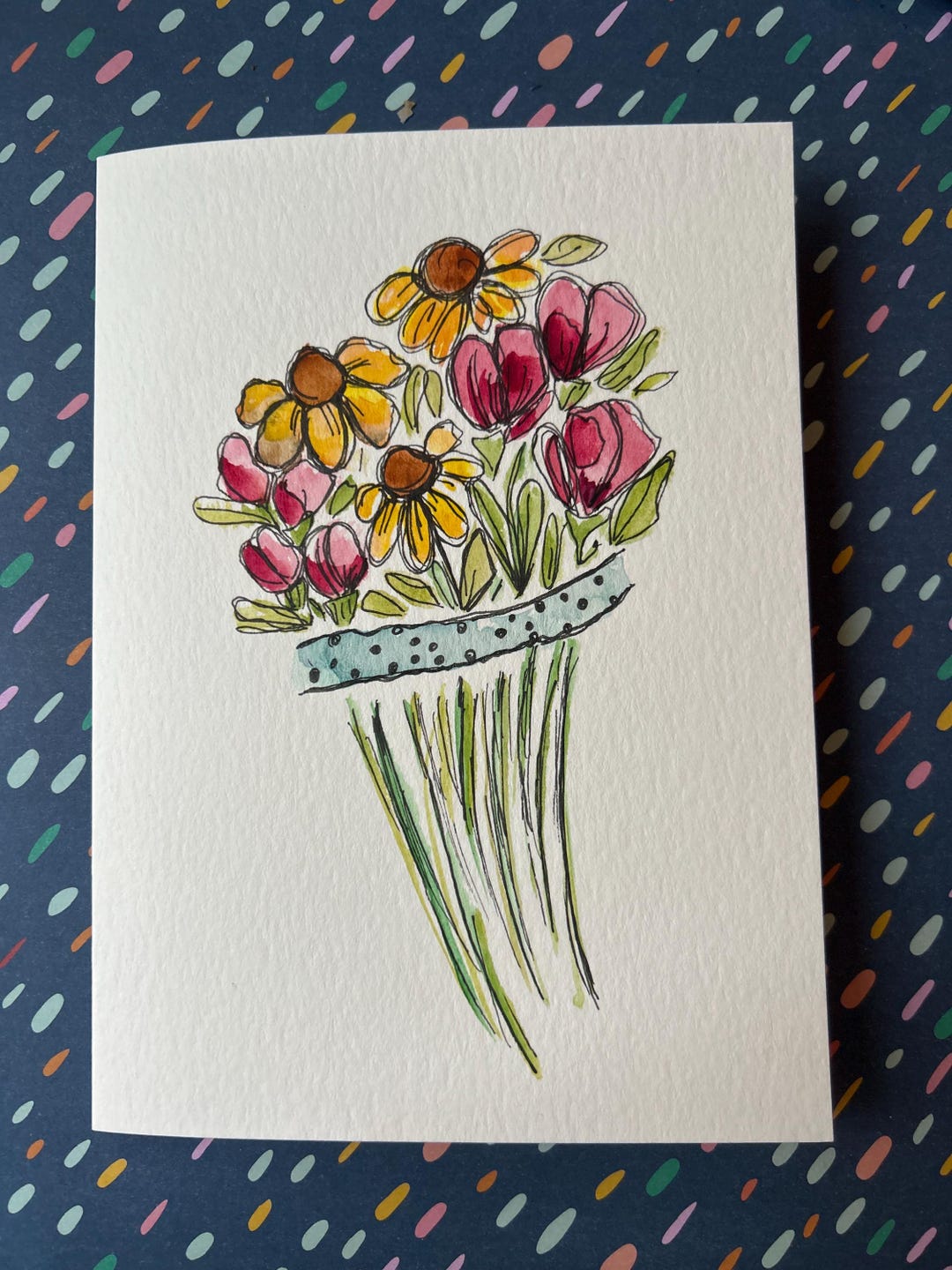 Handmade Watercolor Flower Card, Floral Greeting Card - Etsy