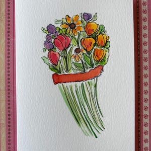 Hand Painted Watercolor Flower Card: Original Art Greeting Card