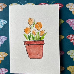 Cartão pintado à mão em aquarela, cartão de flores em aquarela, aquarelas