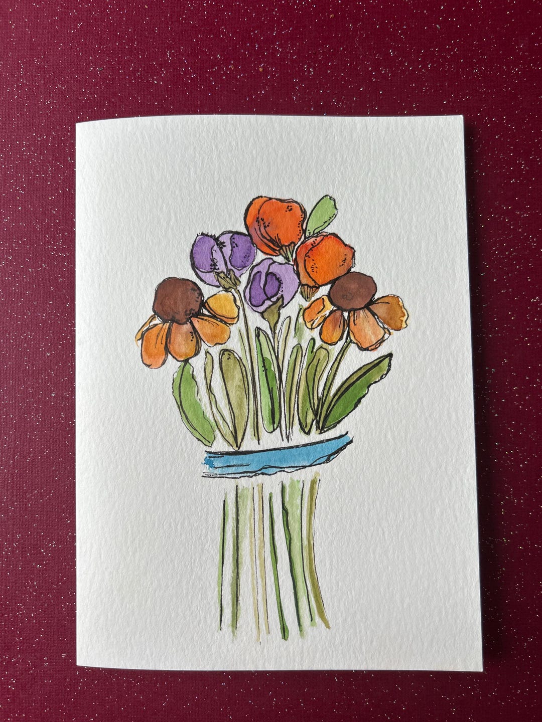 Hand-painted Watercolor Flower Greeting Card - One-of-a-kind - Etsy