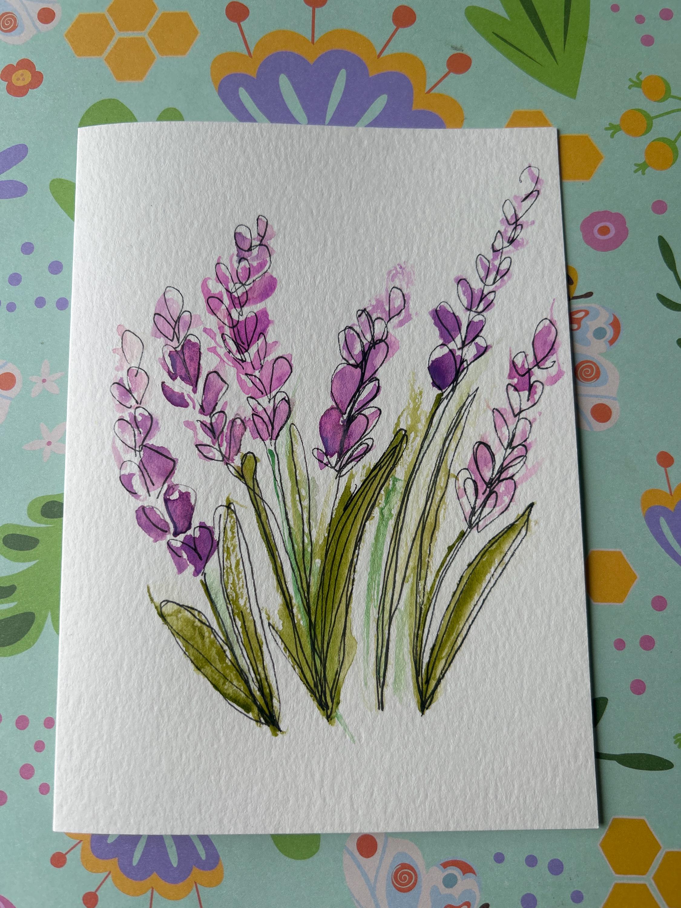 Hand Painted Floral Watercolor Card, Blank Inside, Includes Envelope - Etsy