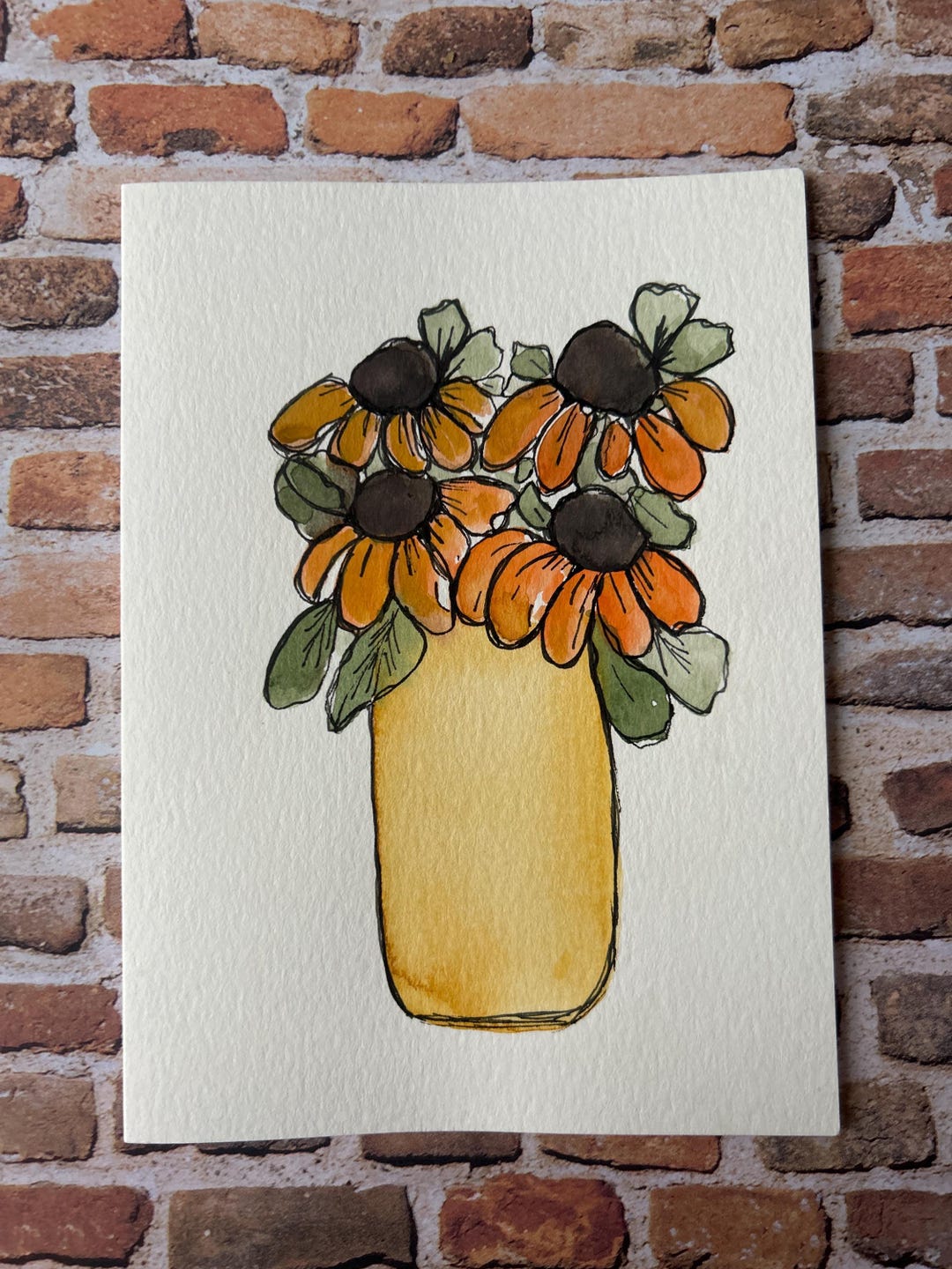 Original Watercolor Flower Greeting Card: Handmade Blank Note Card - Etsy