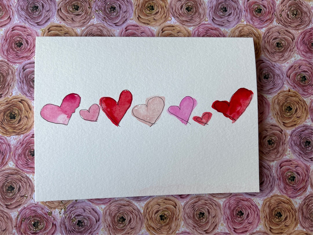 Homemade Valentine Card, Watercolor Valentine Card - Etsy