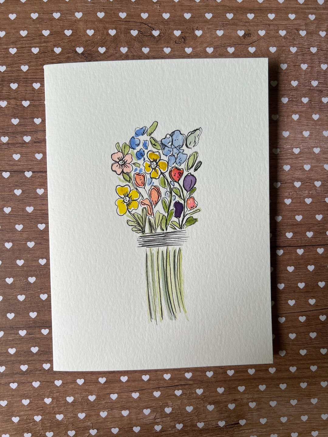 Hand Painted Greeting Card Watercolor Flower Card Flower - Etsy