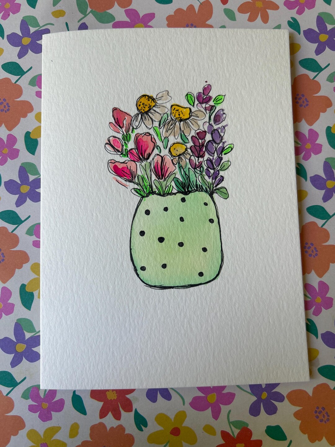 Hand Painted Watercolor Flower Card: Unique Greeting Card - Etsy