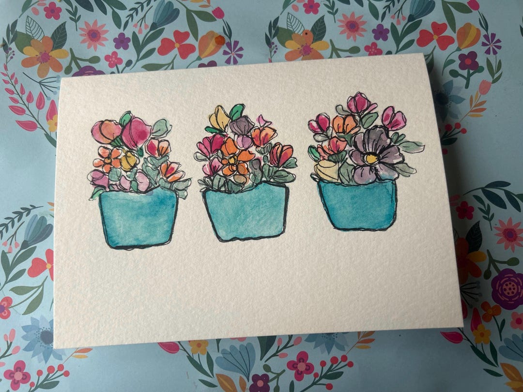 Hand Painted Watercolor Greeting Card: One-of-a-kind Art - Etsy