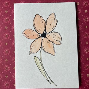 Original Watercolor Flower Card: Handmade Greeting Card