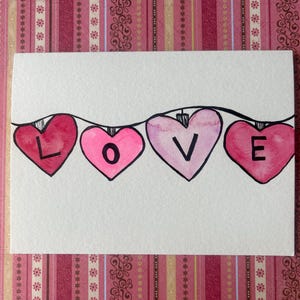 Homemade Valentine Card, Watercolor Valentine Card