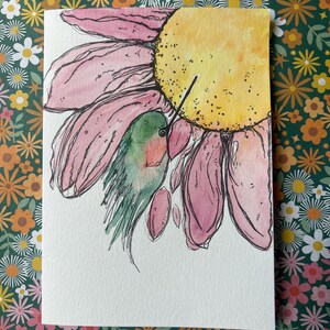 Watercolor Hummingbird Card, Hummingbird Card,