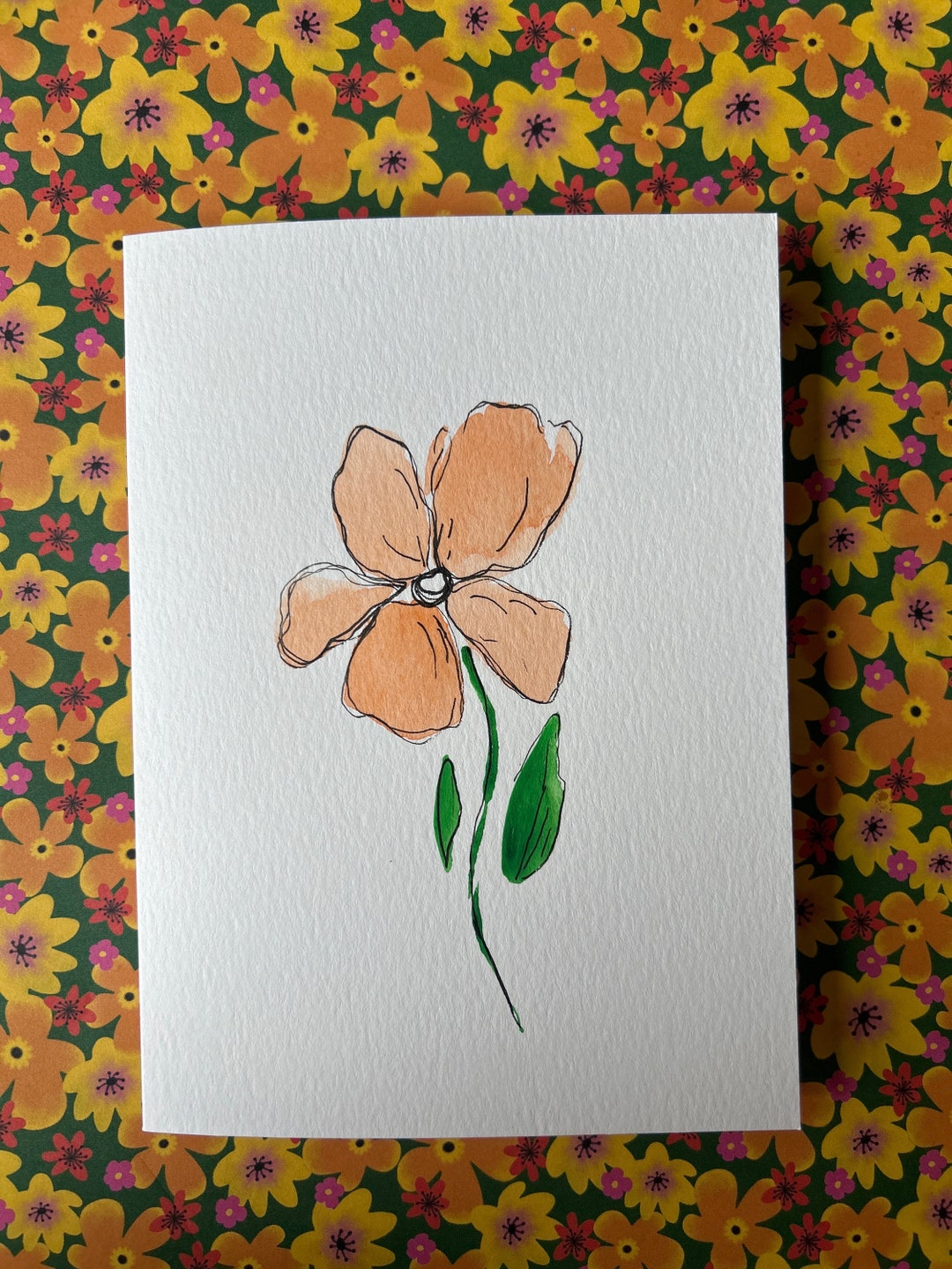 Flower Greeting Card Watercolor Flower Card Homemade Cards - Etsy