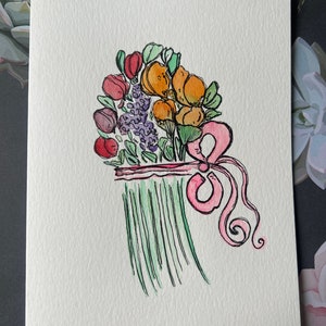 Watercolor Flower Greeting Card: Handmade Tulip Design