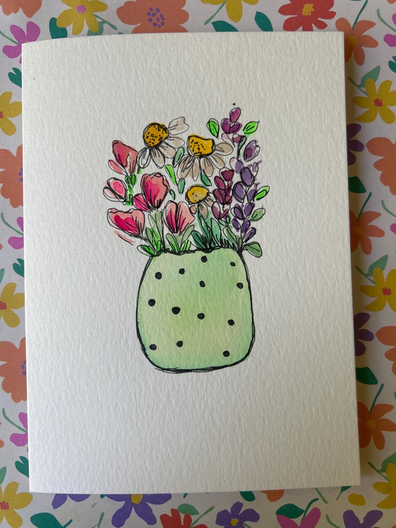 Hand Painted Watercolor Flower Card: Unique Greeting Card - Etsy