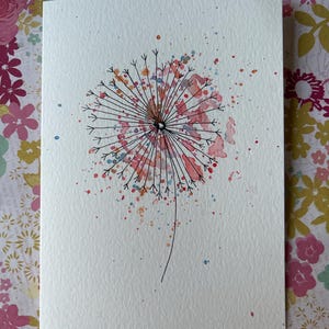 Homemade Dandelion Card, Watercolor Dandelion Card, Dandelion Art