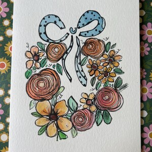 Original Watercolor Flower Card: Handmade Greeting Card