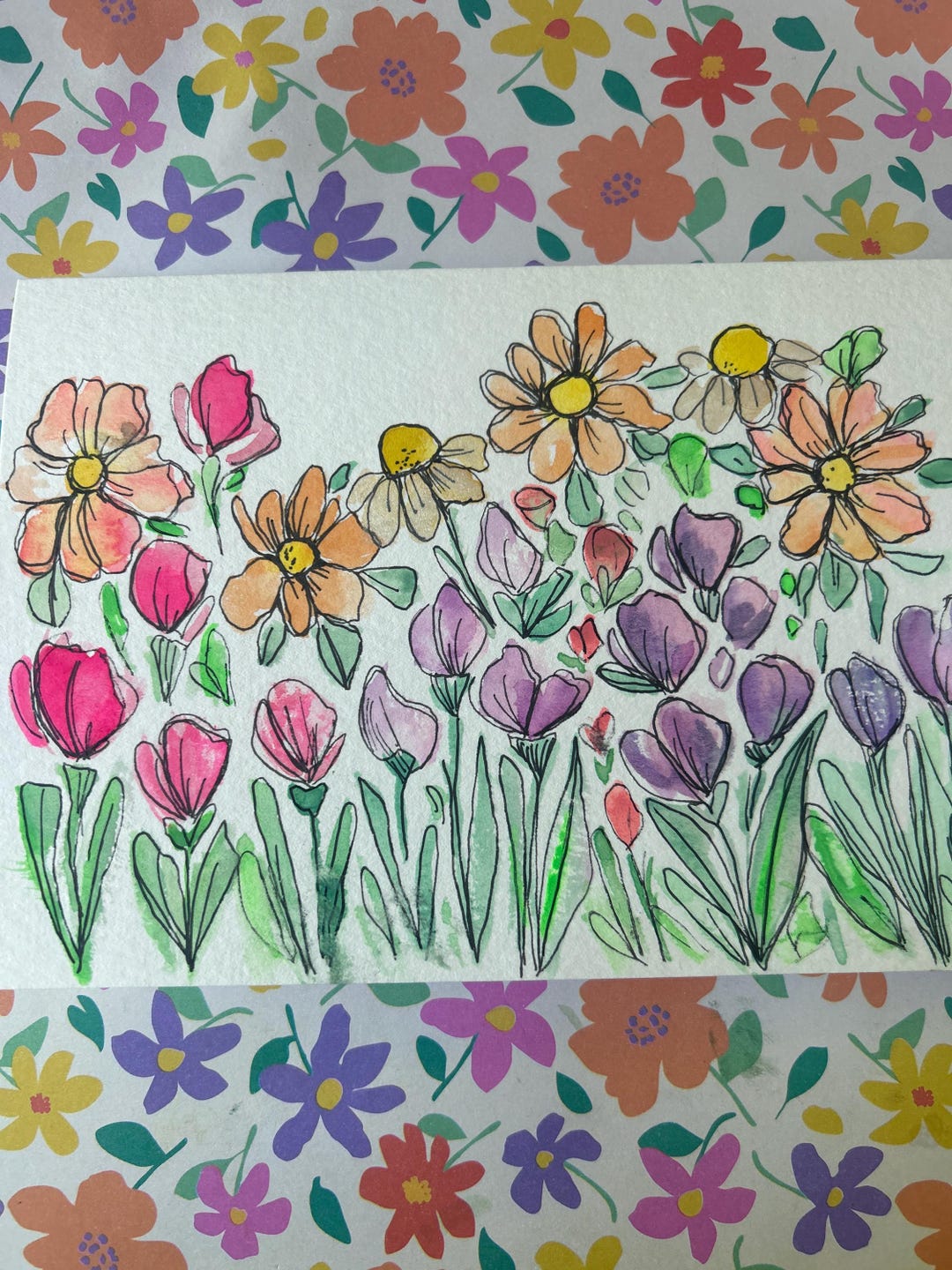 Hand Painted Watercolor Flower Card: Unique Greeting Card - Etsy