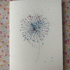 Hand Painted Dandelion Card: Watercolor Art