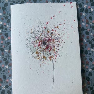 Dandelion Card, Watercolor Dandelion Card, Hand Painted Dandelion Card