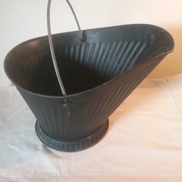 Vintage black metal coal carrier/hod