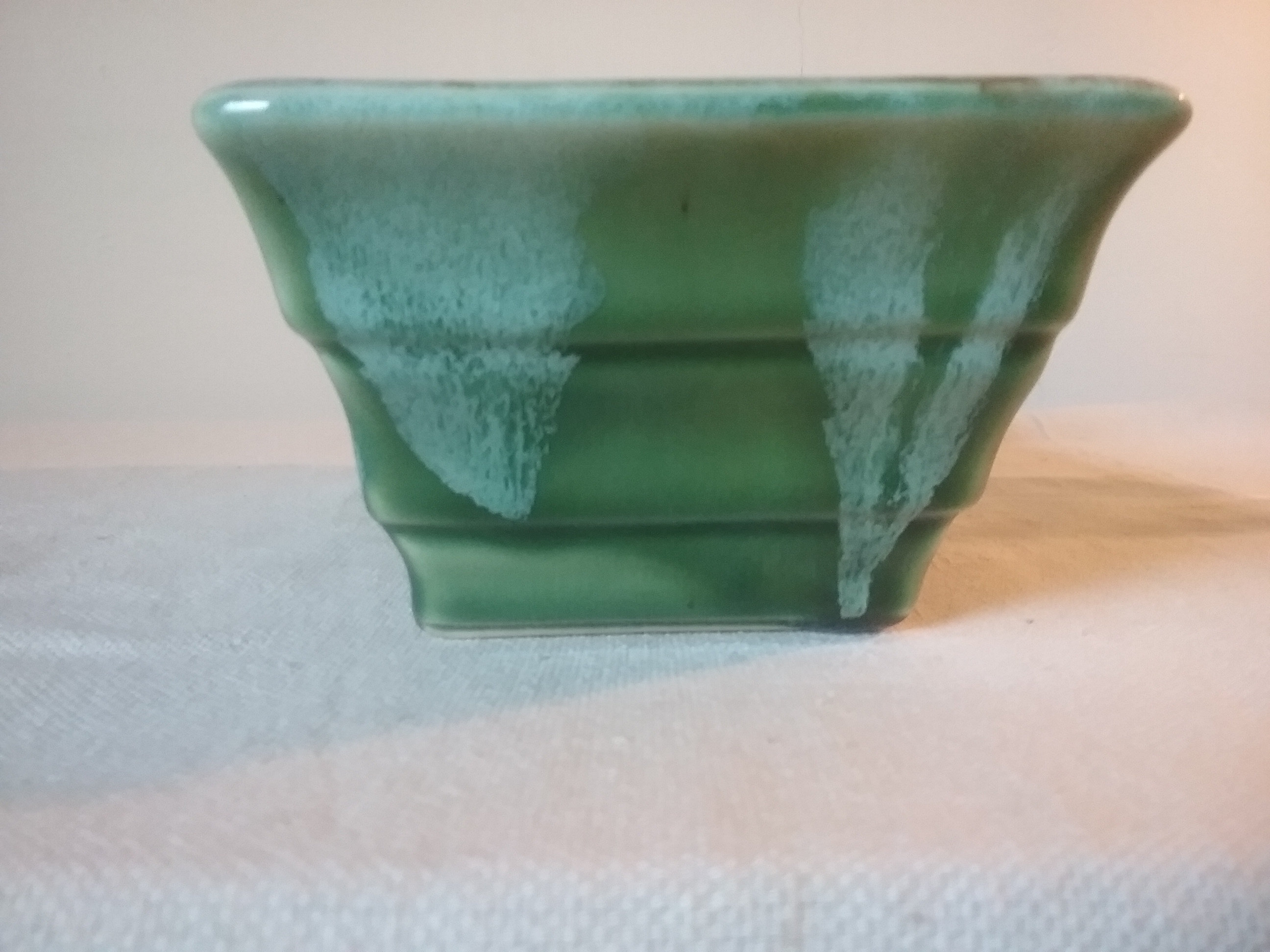 Vintage Brush Mccoy Green Drip Glaze Planter Etsy