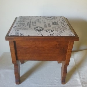 Vintage wooden stool with storage