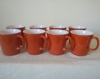 Set of 4 Corning burnt orange mugs