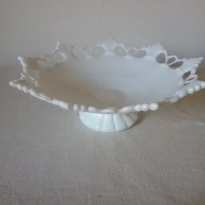 Westmoreland Ring and Lace footed milk glass bowl