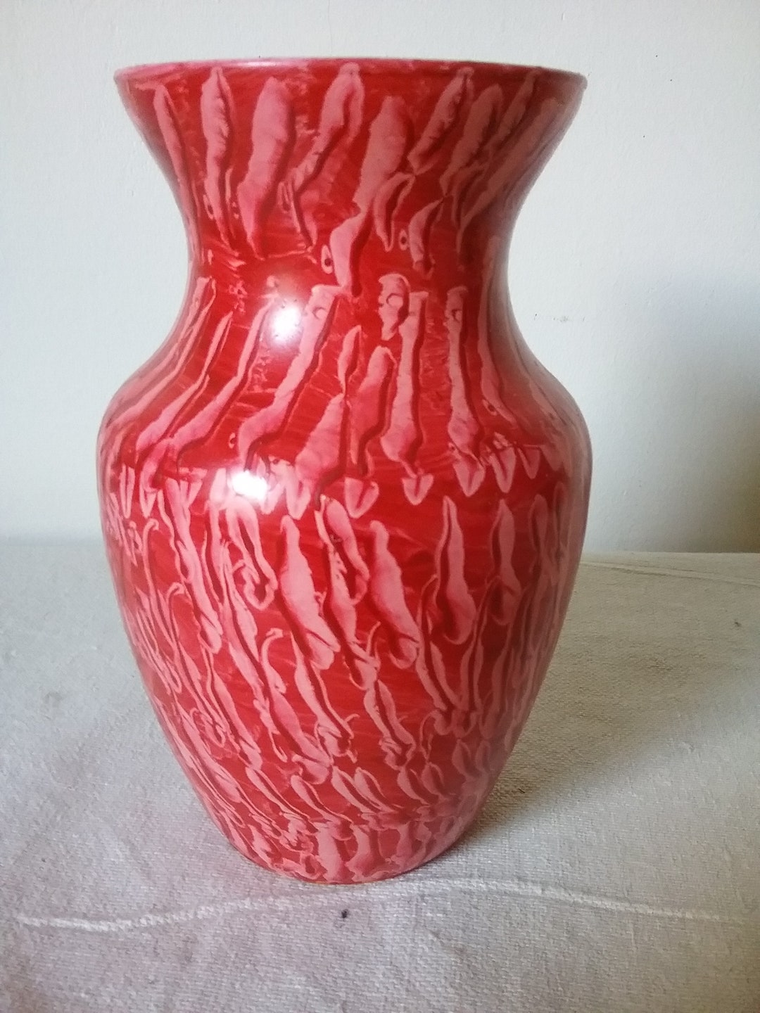 Glass Vase Vinegar Painted in Vermillion Etsy