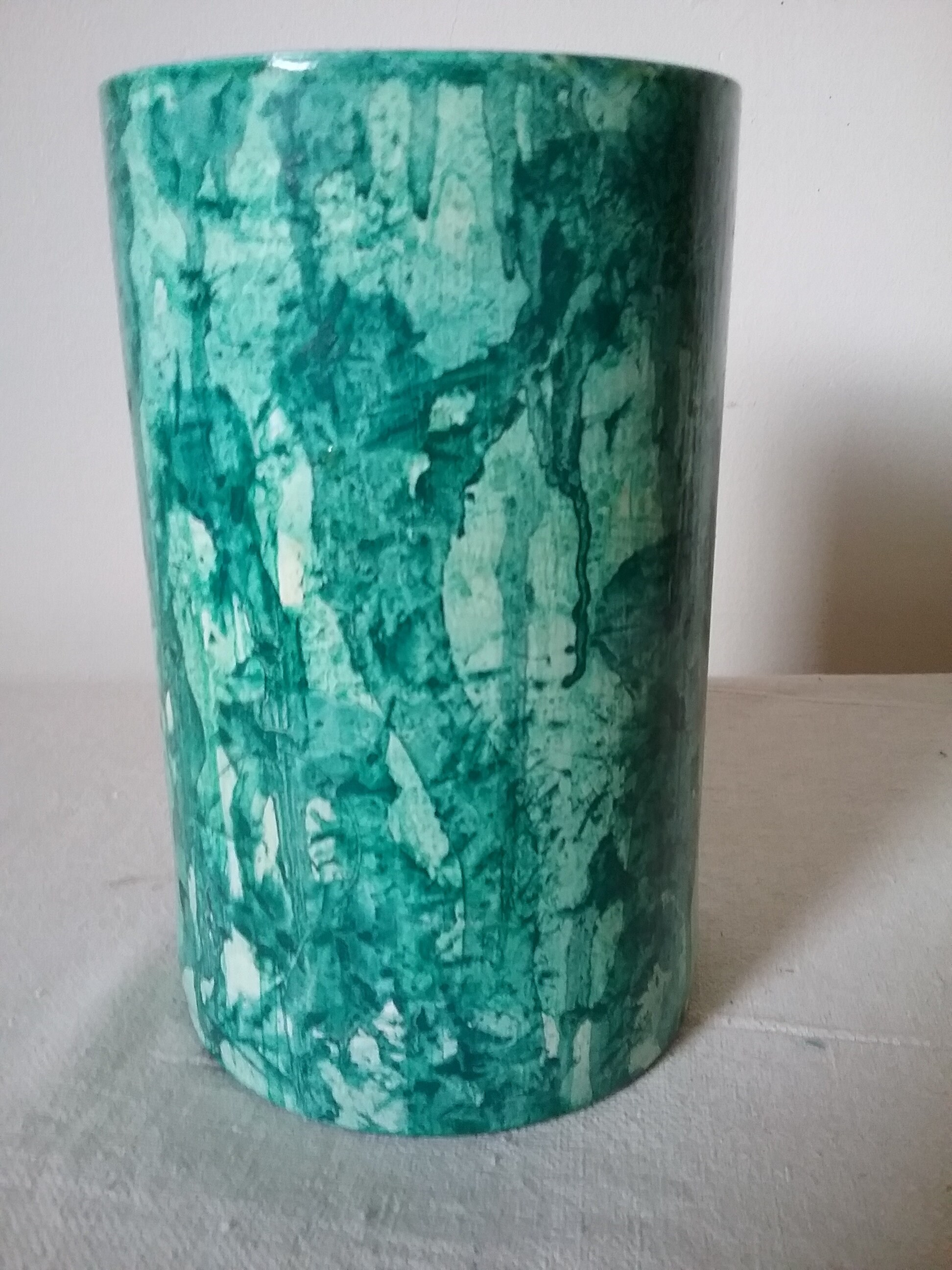 Glass Vase Vinegar Painted in Green Etsy