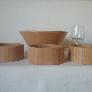 Vintage IKEA wooden serving  bowl and 3 bowls