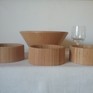 Cuenco de madera para servir vintage de IKEA y 3 cuencos