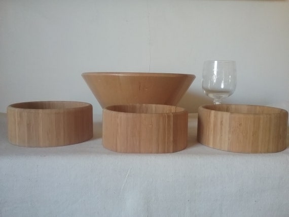 Vintage IKEA Wooden Serving Bowl and 3 Bowls