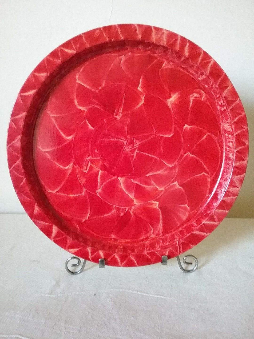 Metal Tray Vinegar Painted in Vermillion Etsy