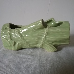 Vintage McCoy log planter in green