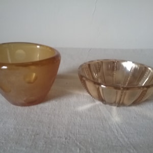 Pair of amber glass bowls