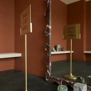 Rosso Levanto Marble Mirror | Deep Burgundy Stone Frame | Luxury Dark Red Marble Decor image 9