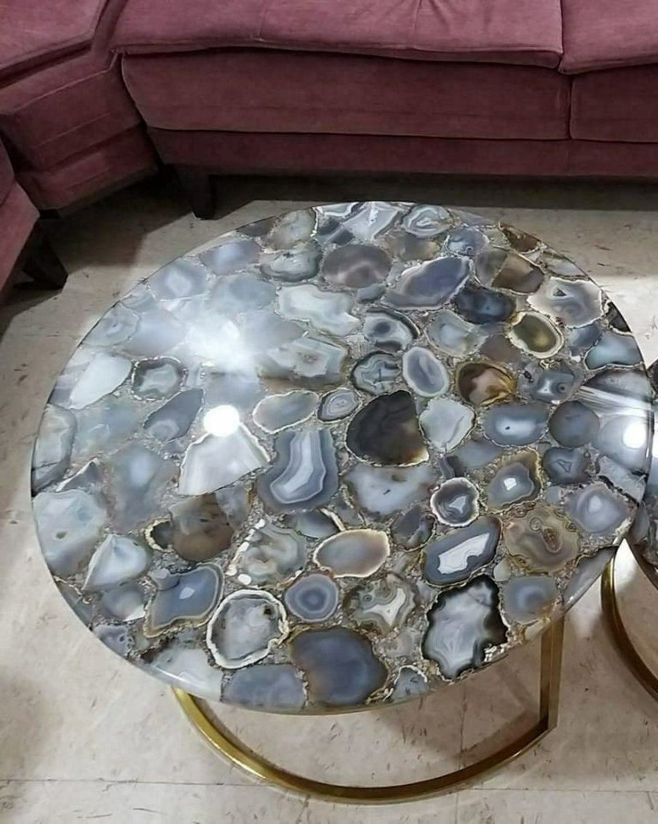 Agate Table Top Natural Grey Agate Table Stone Side Table Agate