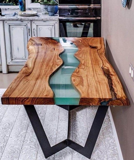 Mosaic Epoxy Table Top With Acacia Wood , Dining/coffee/bartop