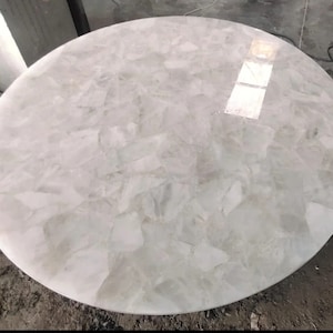 White quartz Round Center Table Top, Natural Quartz Table Top , Quartz Desk Table Top Home Décor Interior