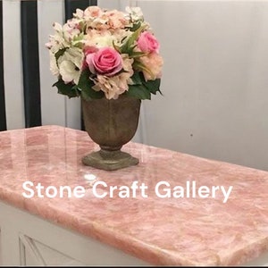 Pink Rose Quartz Table Top, Rose Quartz Vanity Top, Rose Quartz Countertop, Healing Stone Furniture,  Pink Quartz Decor Gemstone Slab