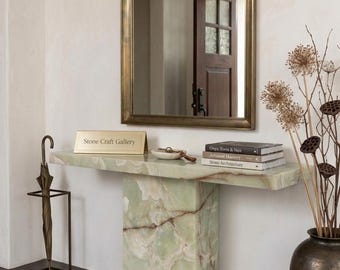 Green Onyx Console Table Top - Natural Stone Entryway Furniture