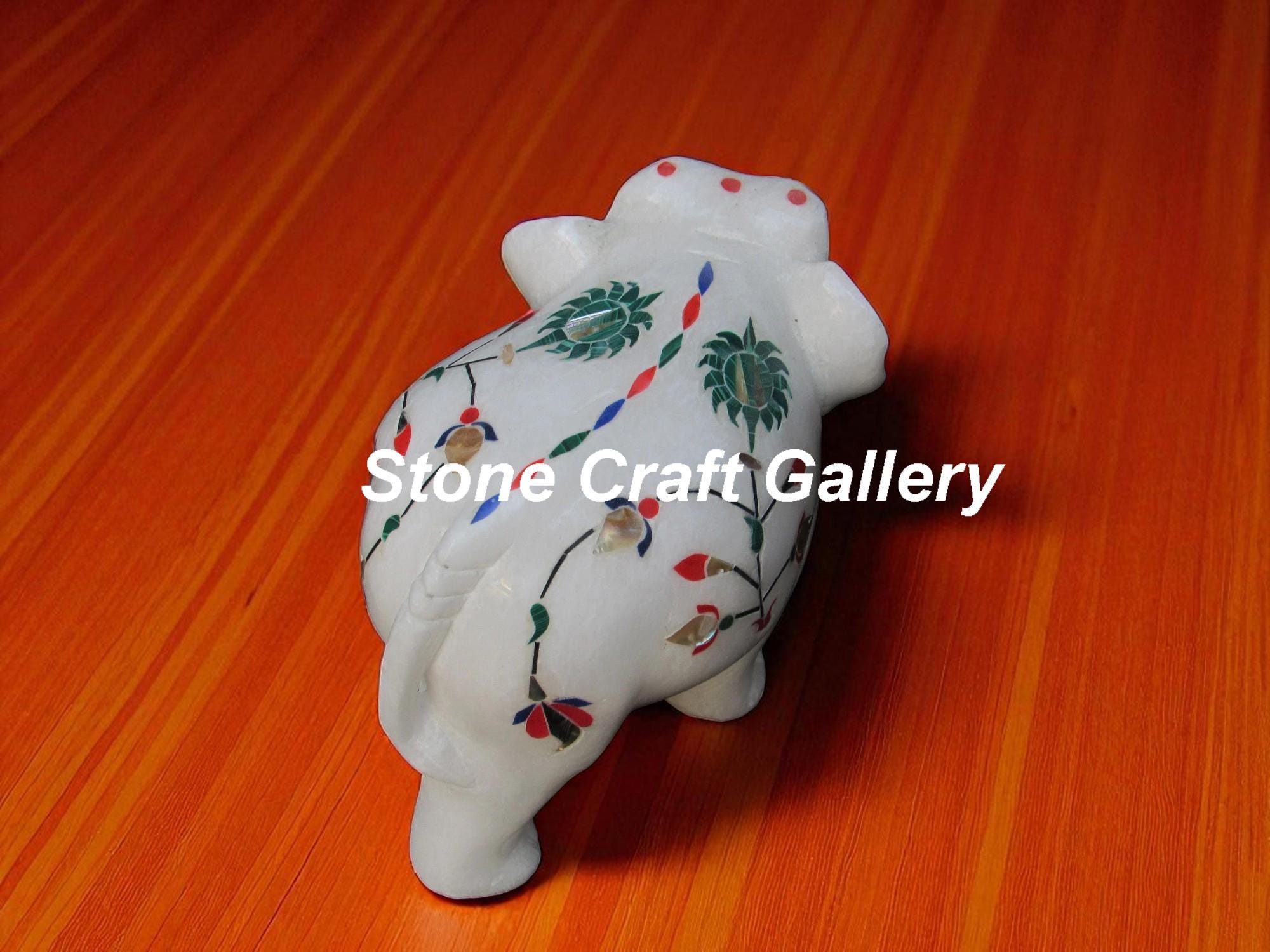 大理石の象の像 装飾置物 動物愛好家へのホームデコレーション