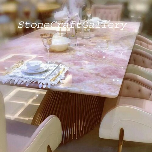 Pink Rose Quartz Dining Table Rose Quartz Vanity Top Rose Etsy
